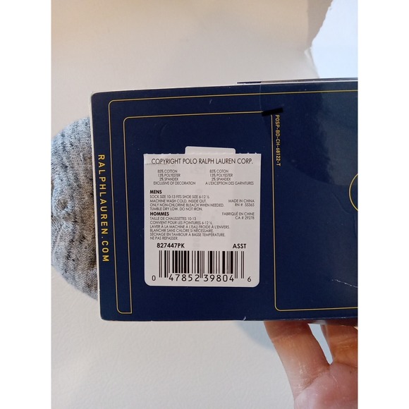 NWT Polo Ralph Lauren Mens 10-13 Classic Sport Low Cut Socks 3pk Green Black - Picture 3 of 6